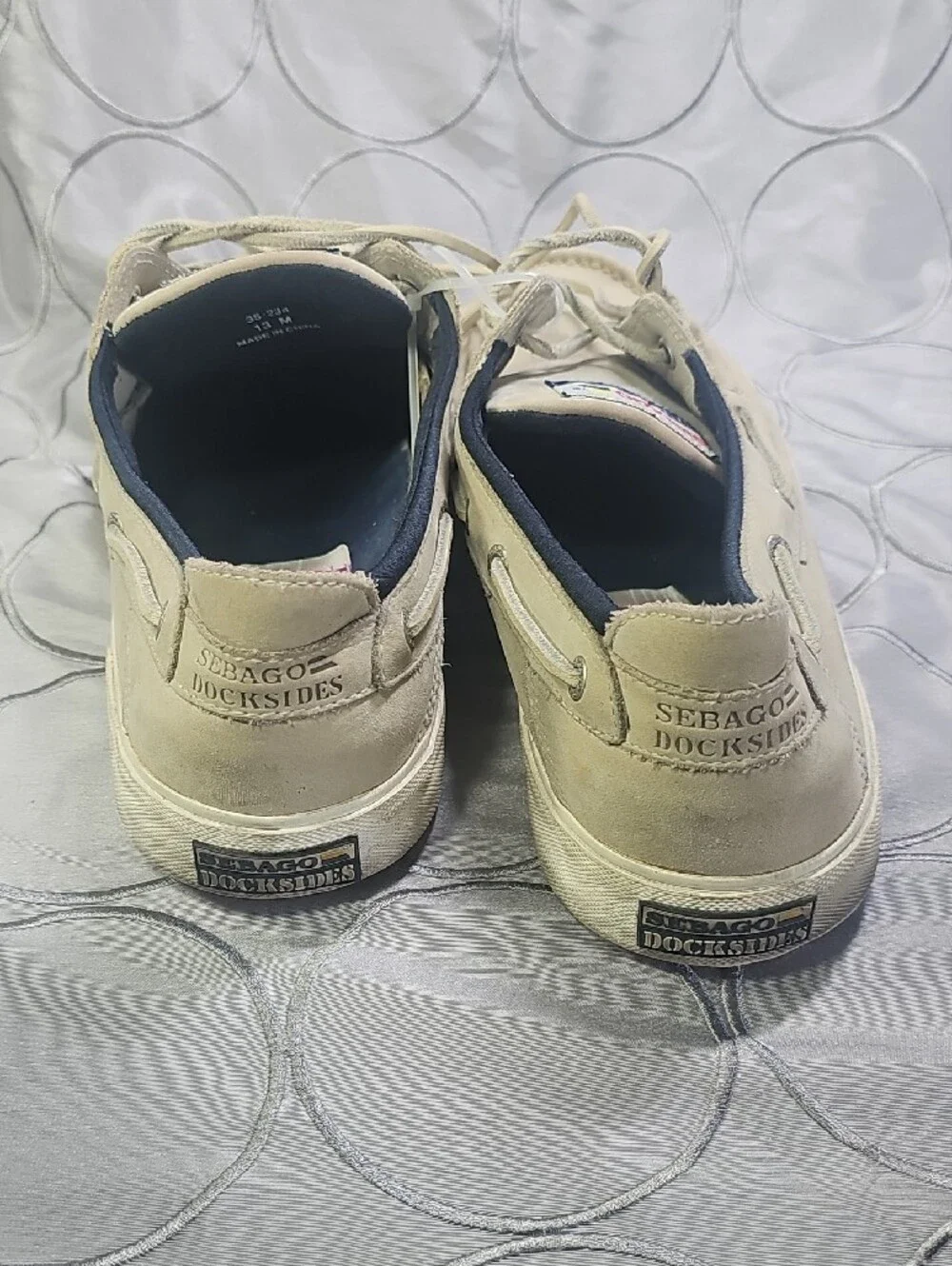 Sebago Dock Slides Suede Leather Cream/Tan Dockside Moccasins Yacht Shoes D29